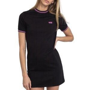 VANS Women’s Black and Pink T-Shirt Dress - Size XS